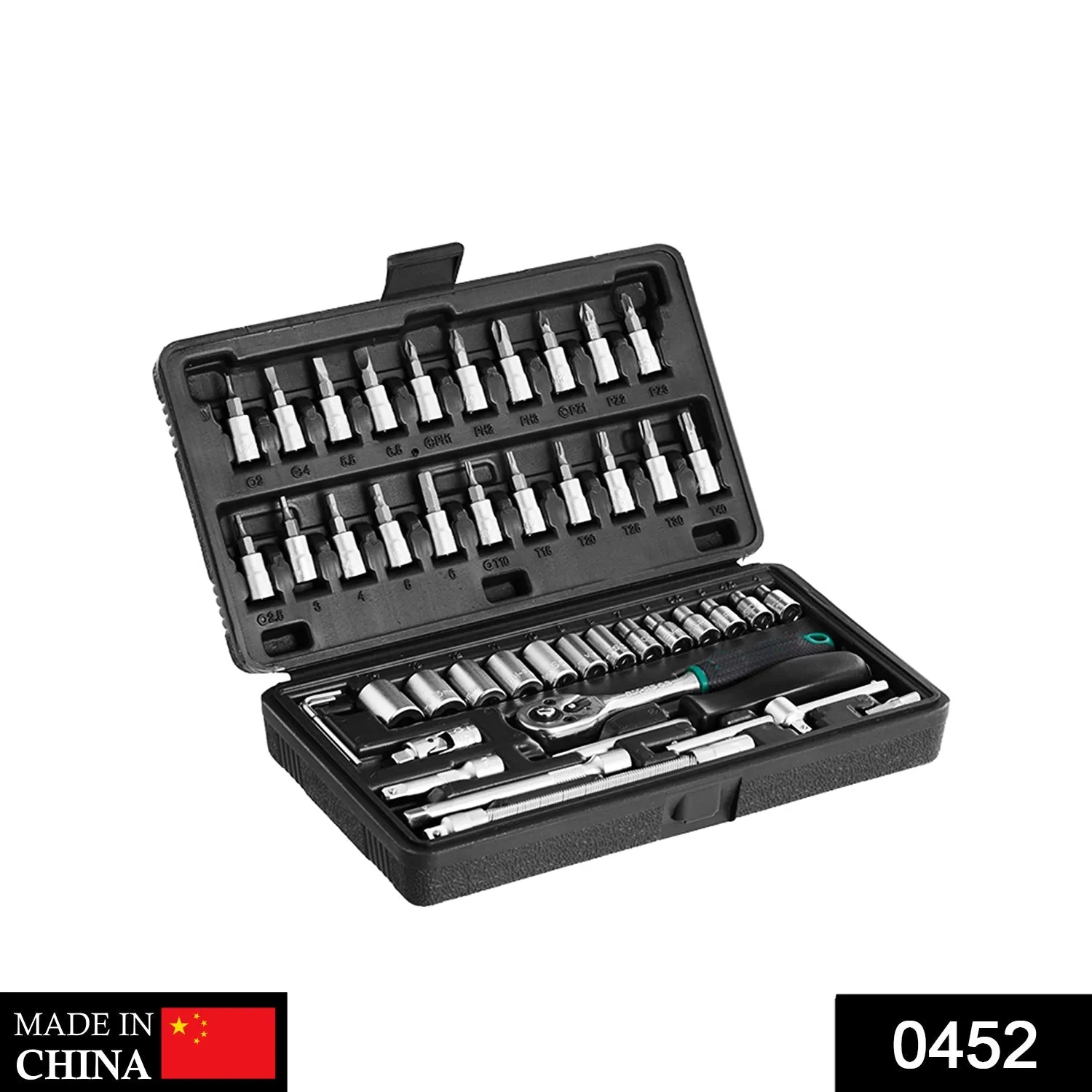 -46pcsMetal 1 / 4" Socket Set (Black, 46pcs)