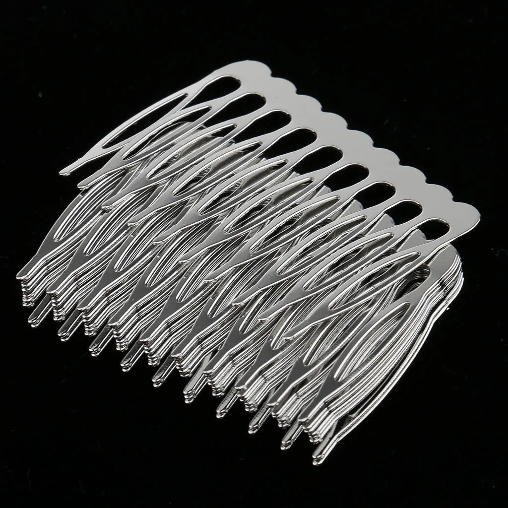 10 Pieces Teeth Fancy DIY Metal Wire Hair Clips Combs Bridal Wedding Combs