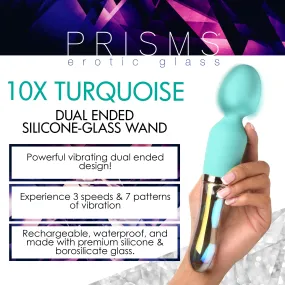 10X Turquoise Dual Ended Silicone and Glass Wand