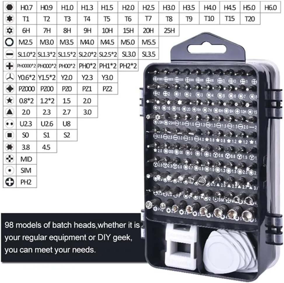 115 Multipurpose Magnetic Precision Screwdriver Bits & Mini Tool Kit