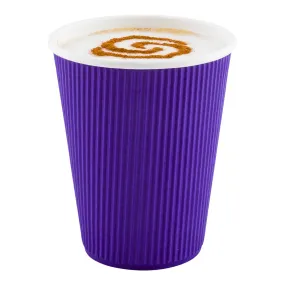 12 oz Royal Purple Paper Coffee Cup - Ripple Wall - 3 1/2" x 3 1/2" x 4 1/4" - 25 count box