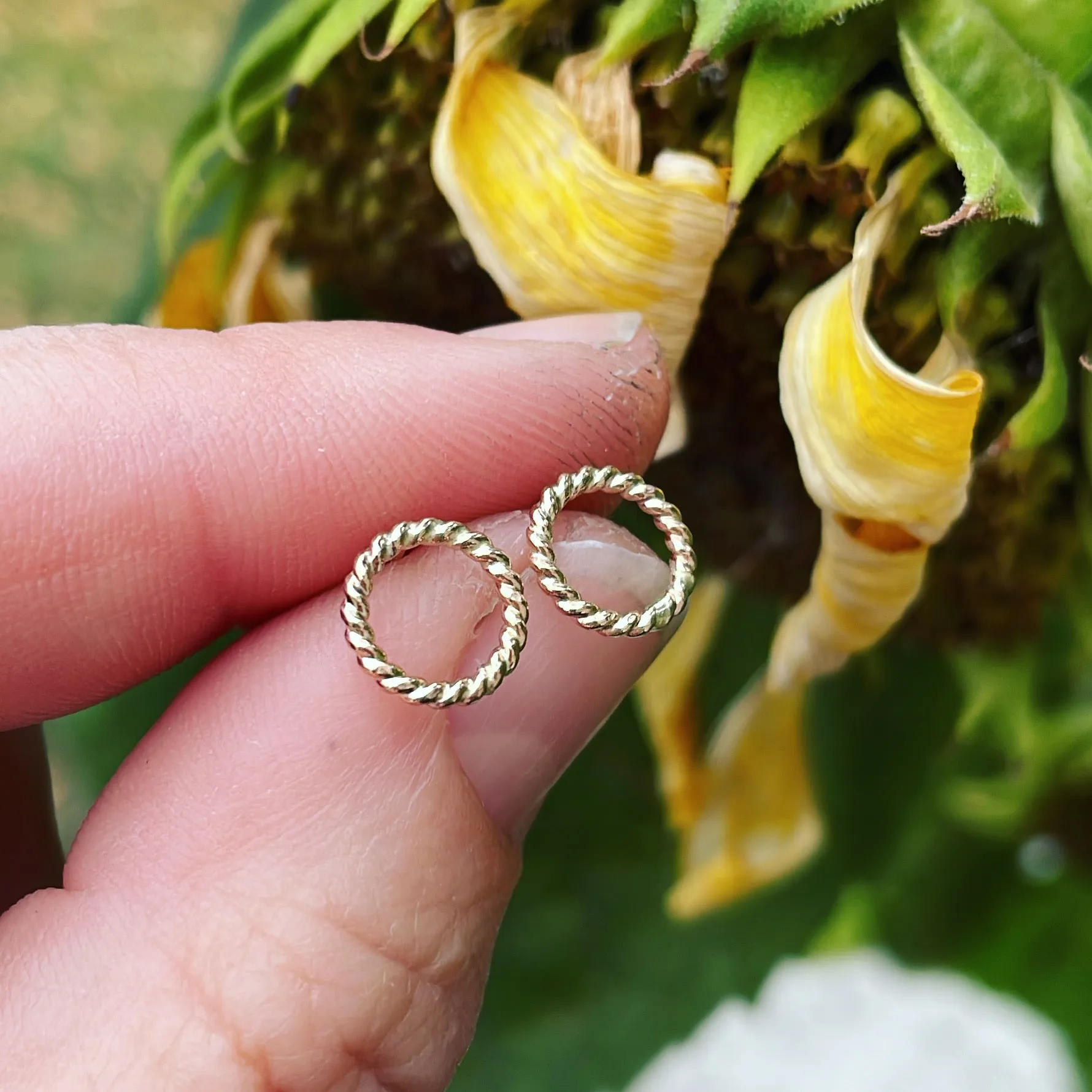 14K Gold-Filled "Tiny Twists" Circle Posts