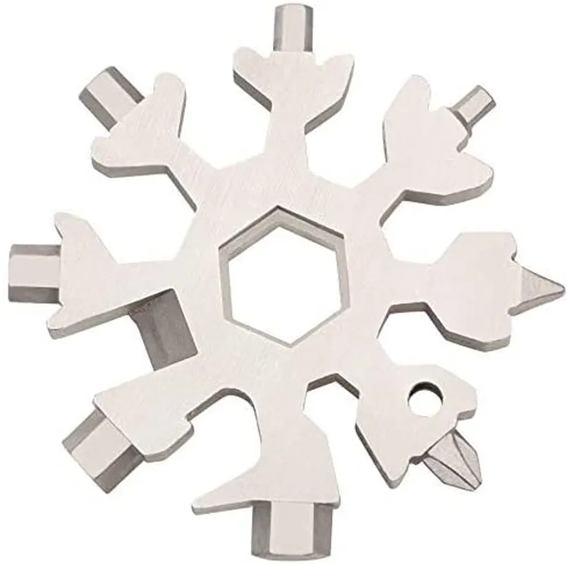 18-In-1 Snowflake Multi Tool, Stainless Steel Snowflake for Men Bottle Opener/Flat Phillips Screwdriver Kit/Wrench, Durable and Portable to Take, Great Gift for Him