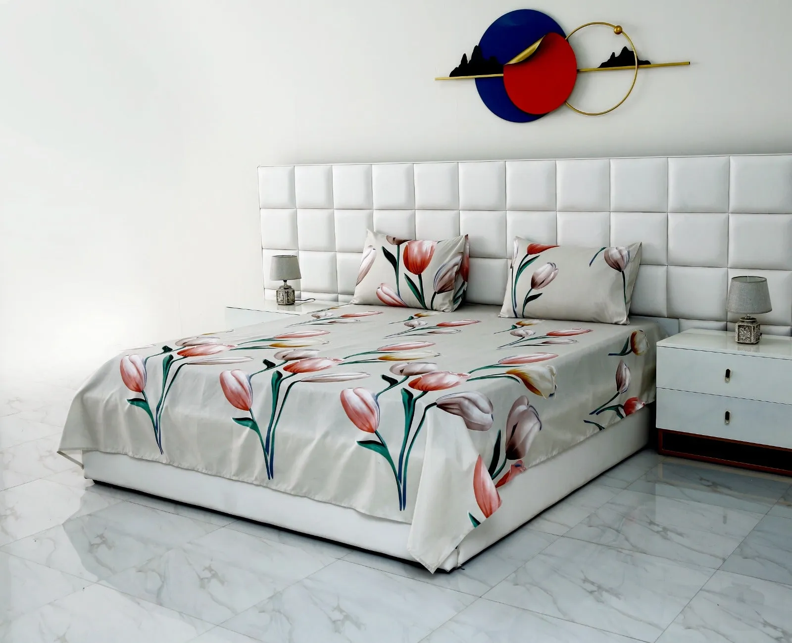 2Pcs Single Bed Sheet-Tulip