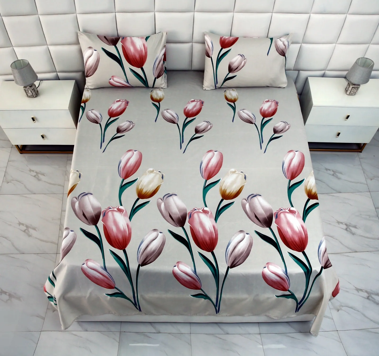 2Pcs Single Bed Sheet-Tulip