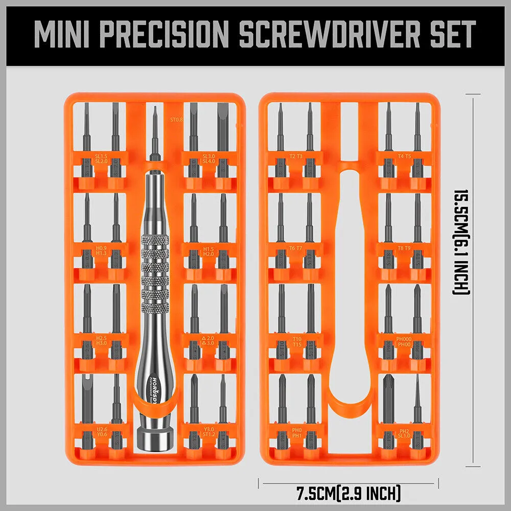 33 PC Precision Screwdriver Set, Philips, Torx, Hex Bits