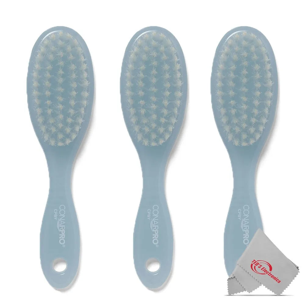 3x Conair Pro Baby Brush Extra Gentle for Little Heads (Blue)