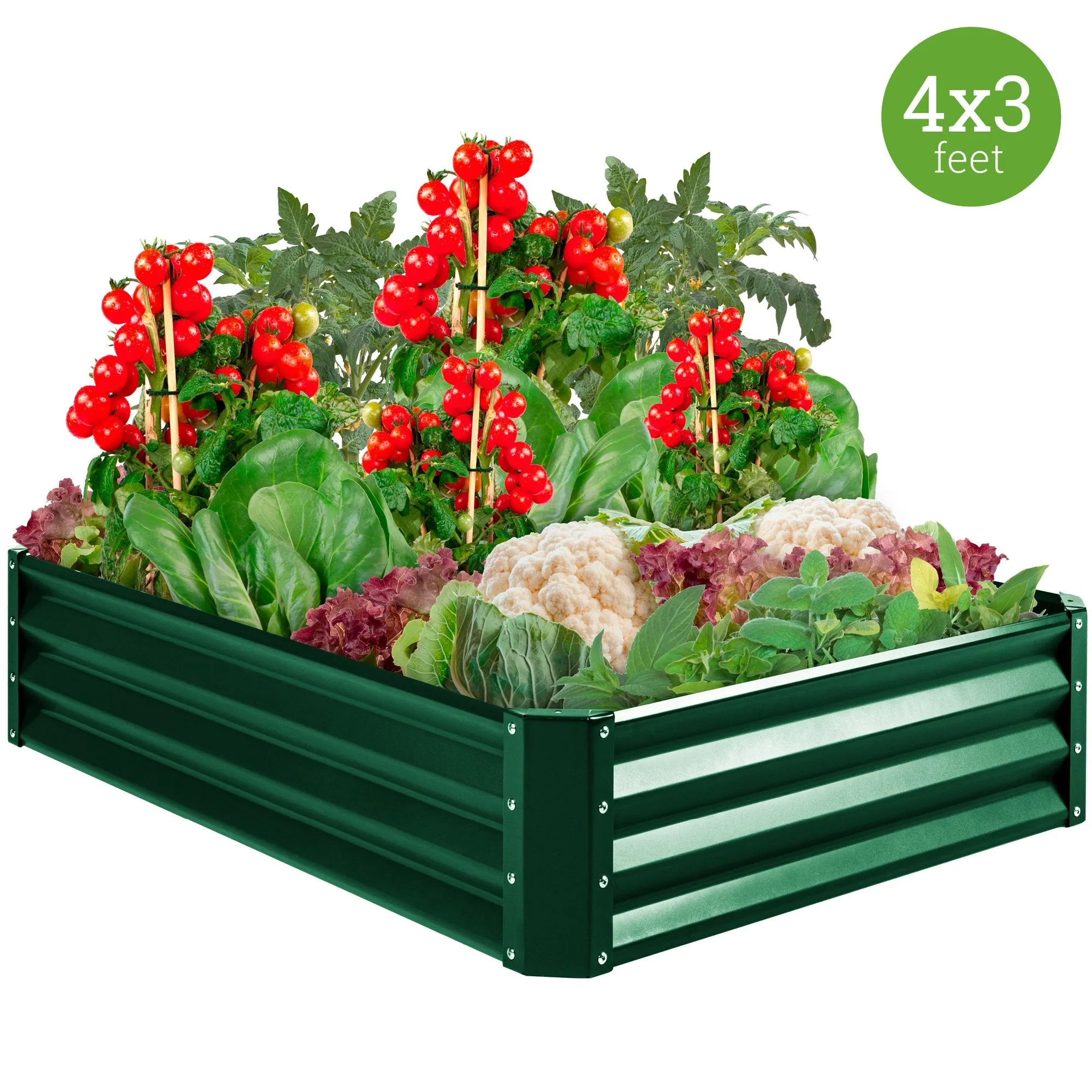 4x3x1ft Outdoor Metal Raised Garden Bed for Vegetables, Flowers, Herbs