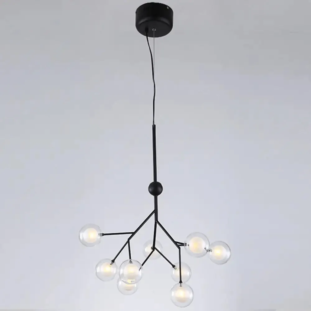 9-Head Chandelier Tree Branch Suspension Light with Dual Ball Glass Shade - Simplicity Collection