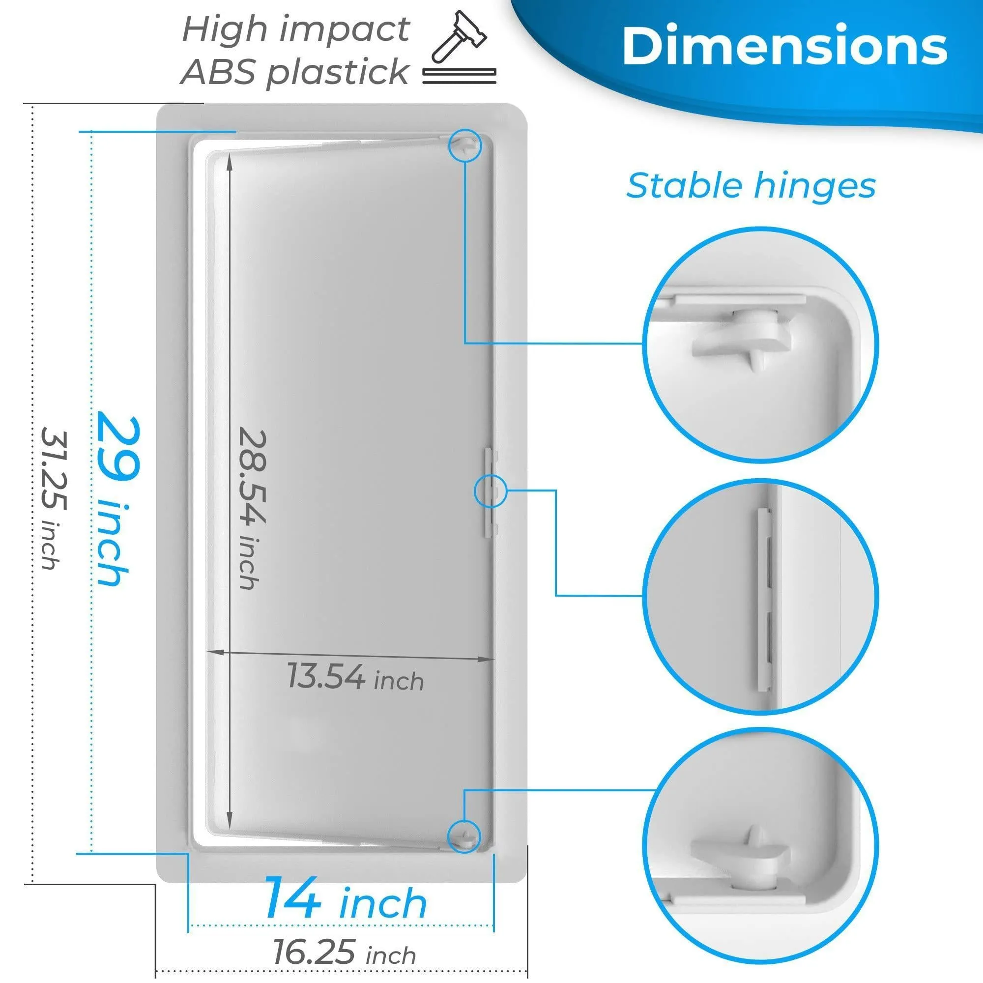 Access Panel for Drywall 14x29 inch Wall Hole Cover Access Door White Plastic