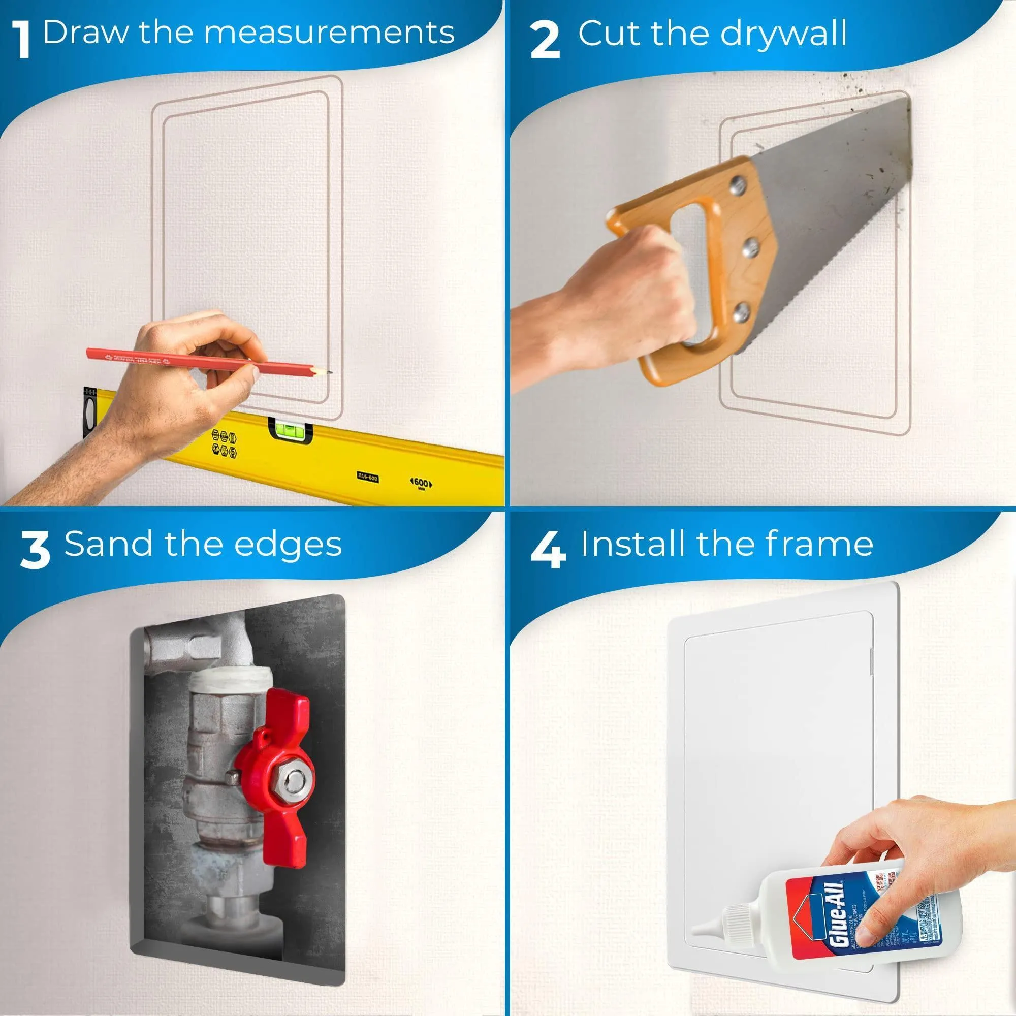 Access Panel for Drywall 14x29 inch Wall Hole Cover Access Door White Plastic