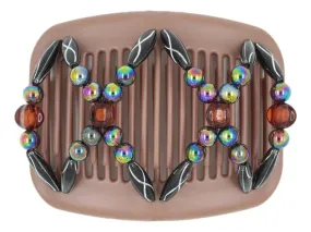 African Butterfly Hair Comb - Dalena Brown Pearl 30