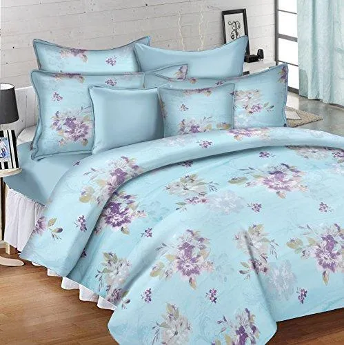 Ahmedabad Cotton Comfort 144 TC Cotton Bedsheet with 2 Pillow Covers - King Size, Blue