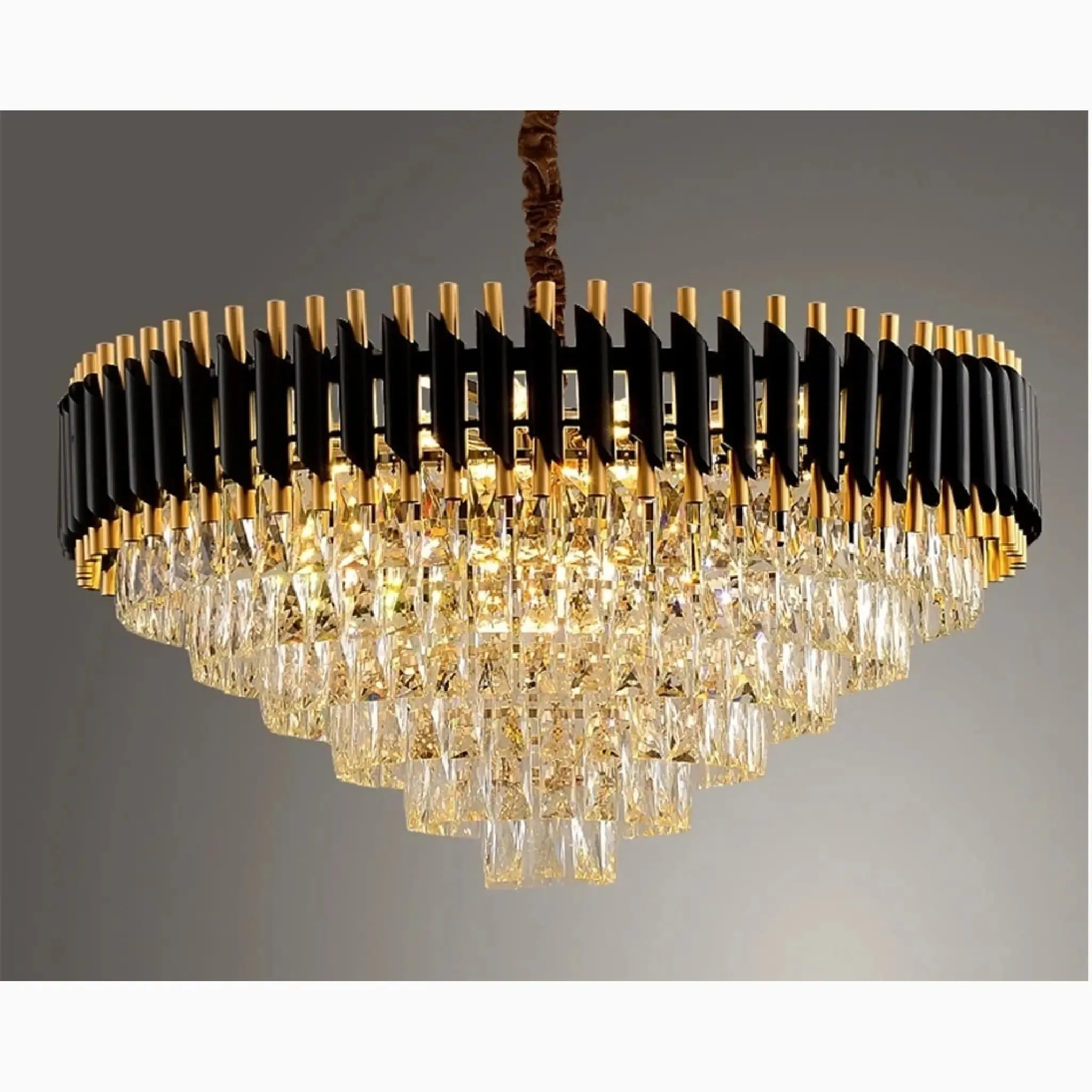 Alfonsine | Luxury Black Crystal Led Hanging Chandelier For Living Room