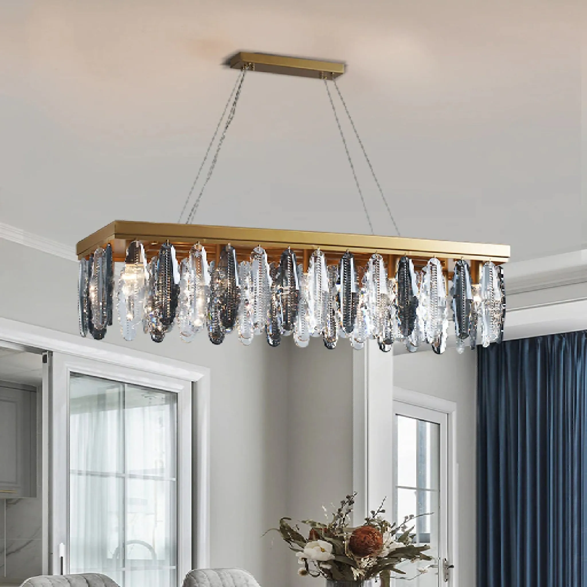 Alluvioni Cambiò | Rectangle Posh Gold Modern Crystal Chandelier