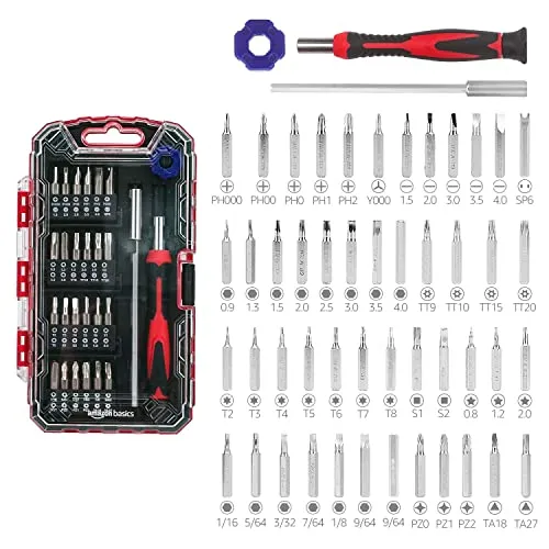 amazon basics 51-Piece Precision Screwdriver Bit Set, 17.1 X 9.7 X 2.8 Cm, Black