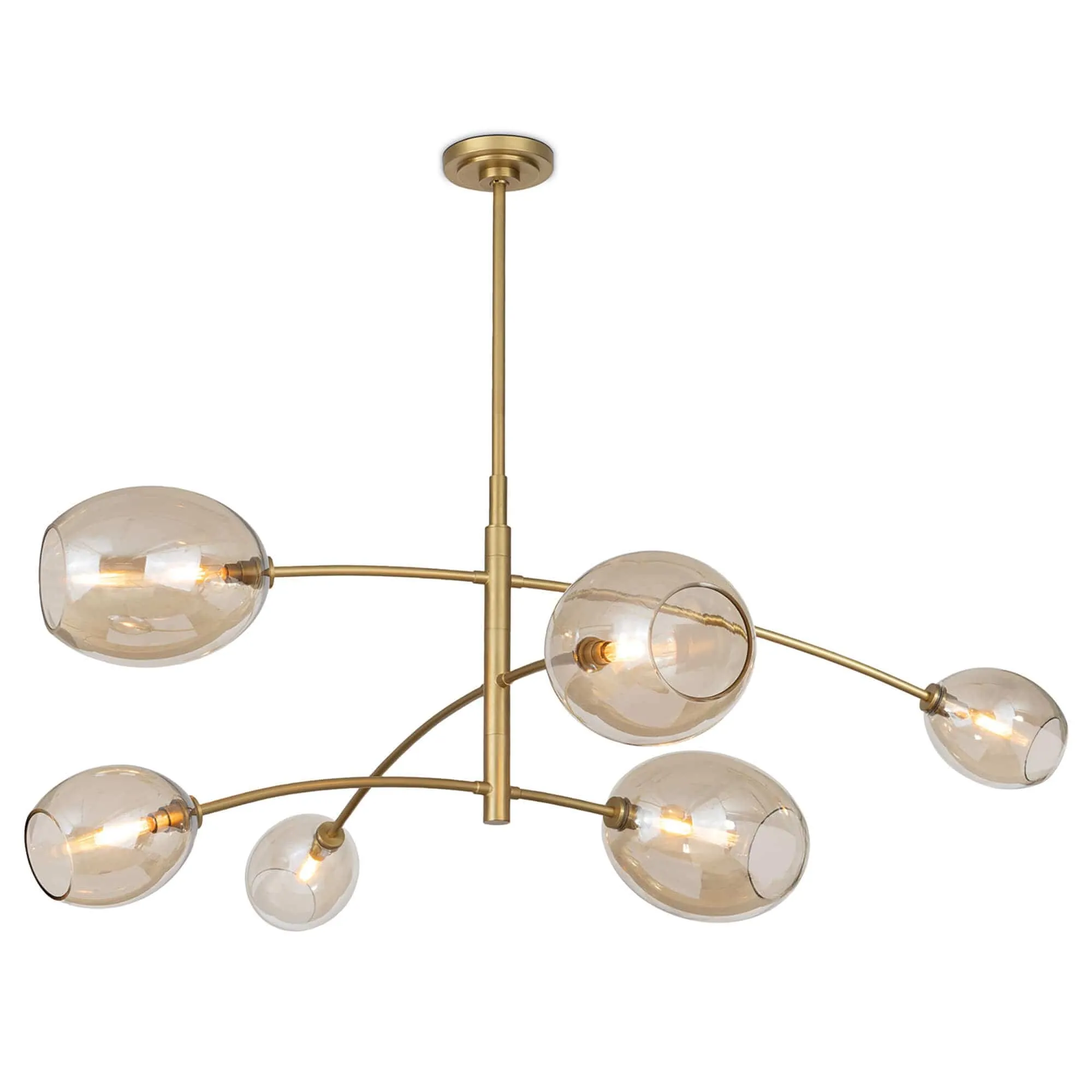 Artemis 6 Light Chandelier, Natural Brass