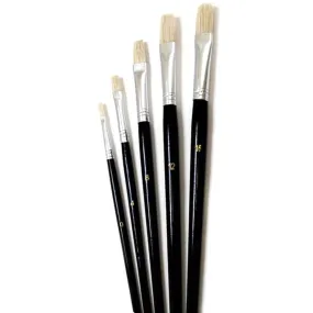 Artist Brush Set: #0-#16 Fine Bristle x5 Wood Handle B) Rounds