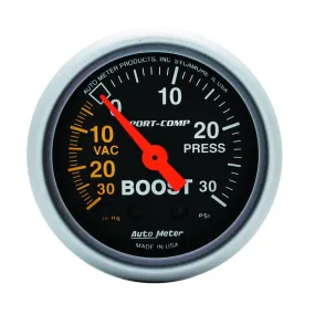 AutoMeter 3303 GAUGE; VAC/BOOST; 2 1/16in.; 30INHG-30PSI; MECHANICAL; SPORT-COMP