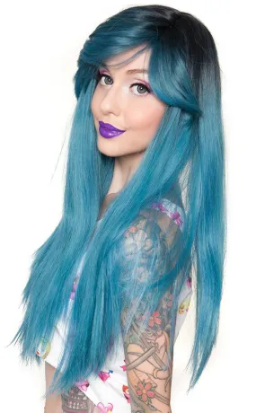 Bella Dark Root Long Turquoise Mix Wig