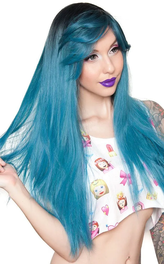 Bella Dark Root Long Turquoise Mix Wig