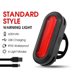 Bicycle Rear Light USB Rechargeable LED Tail Light Bike Accessories 6 Mode Cycling Safety Helmet Bag Lamp