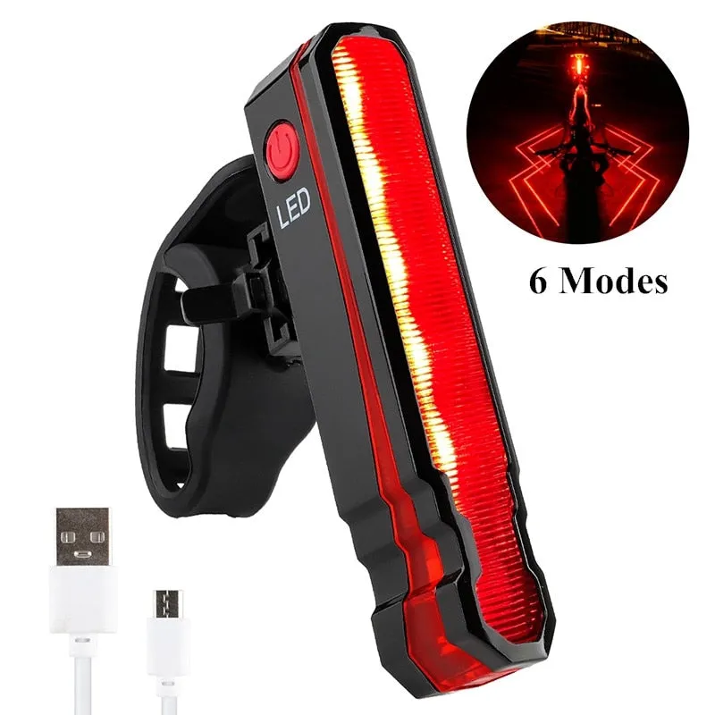 Bicycle Rear Light USB Rechargeable LED Tail Light Bike Accessories 6 Mode Cycling Safety Helmet Bag Lamp