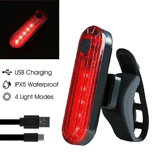 Bicycle Rear Light USB Rechargeable LED Tail Light Bike Accessories 6 Mode Cycling Safety Helmet Bag Lamp