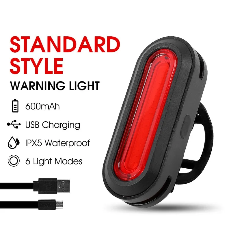 Bicycle Rear Light USB Rechargeable LED Tail Light Bike Accessories 6 Mode Cycling Safety Helmet Bag Lamp