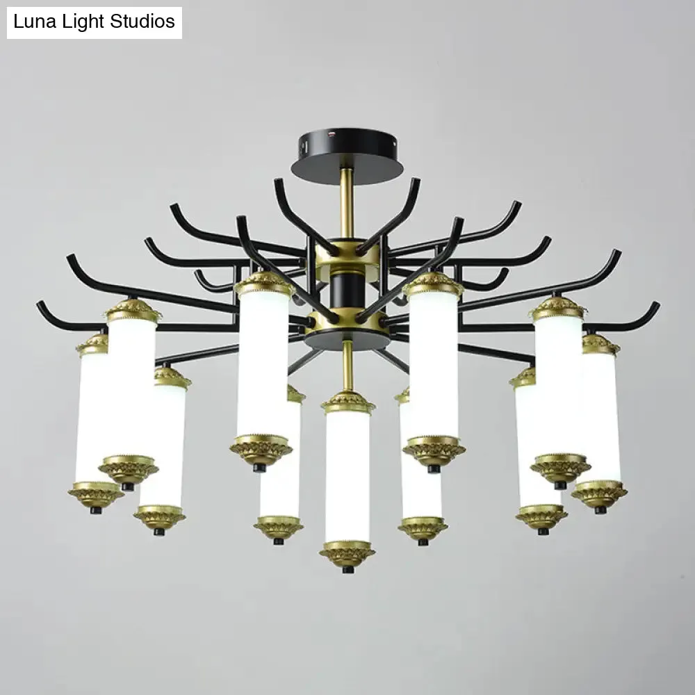 Black-Gold Metal Starburst Suspension Pendant Light: 9/11 Arm, Rustic Style Chandelier