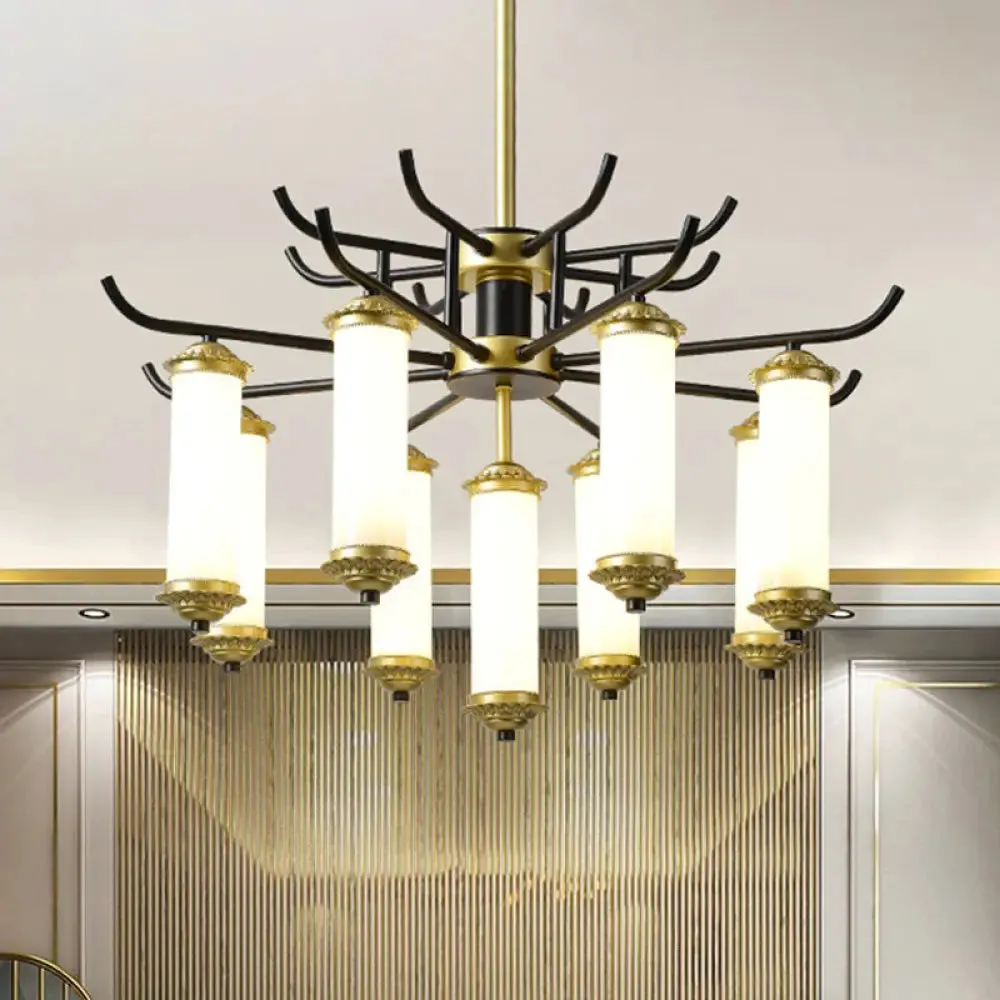 Black-Gold Metal Starburst Suspension Pendant Light: 9/11 Arm, Rustic Style Chandelier