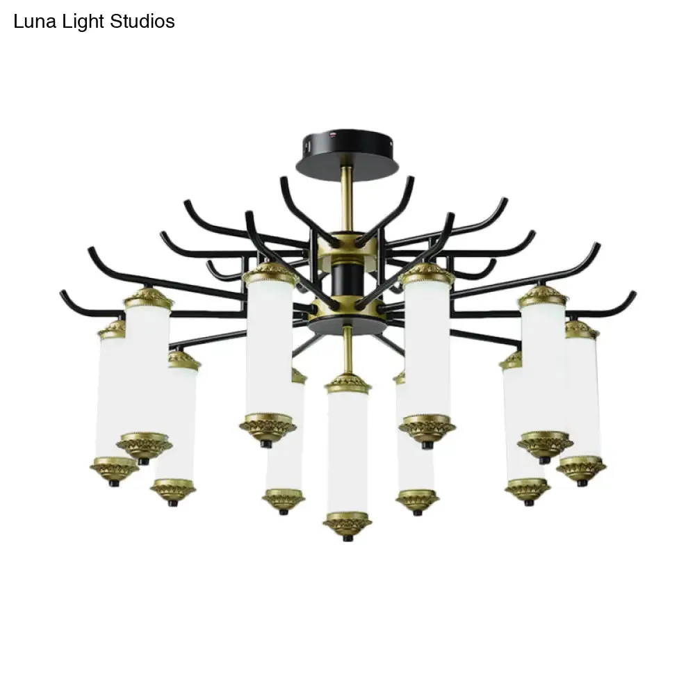 Black-Gold Metal Starburst Suspension Pendant Light: 9/11 Arm, Rustic Style Chandelier