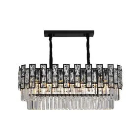 Black Round Crystal Chandelier Light for Living Room - Modern Ceiling Lighting Fixture