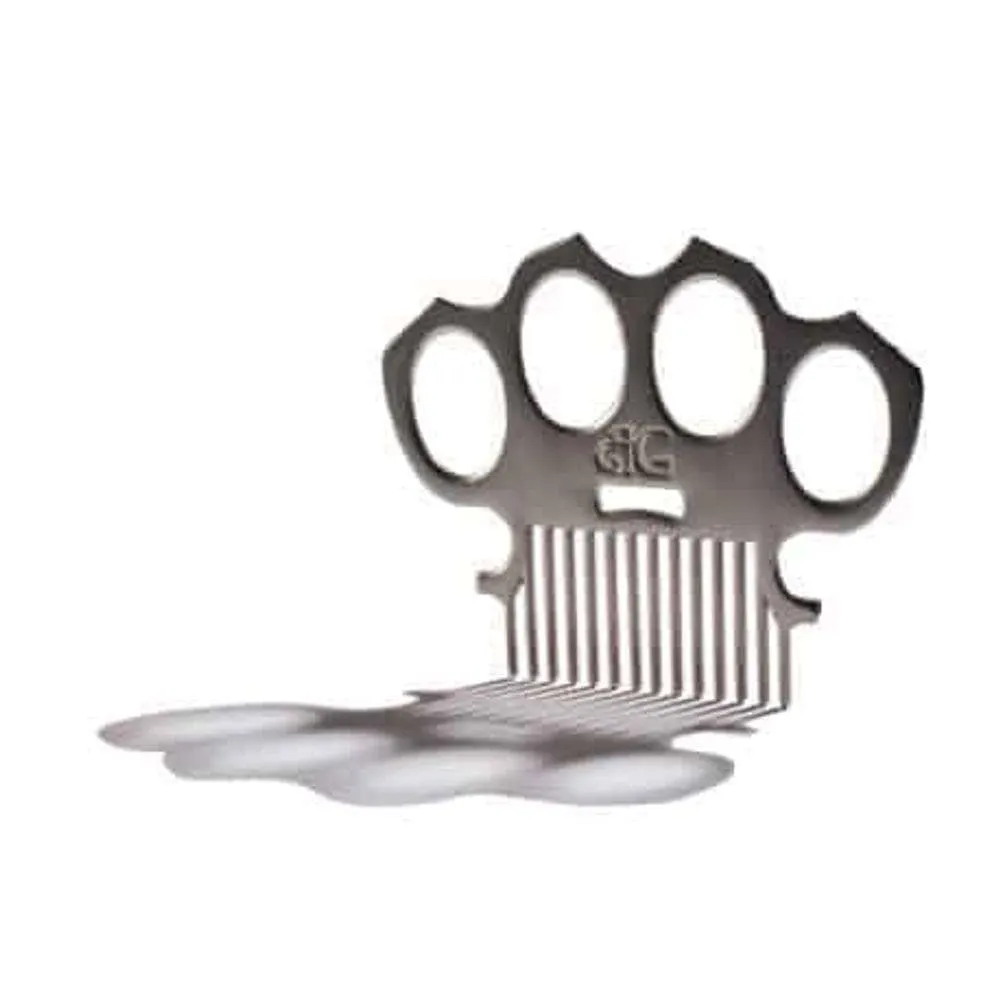 Brass Knuckles Metal Mustache Comb