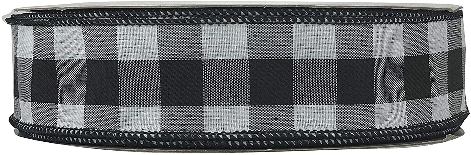 Buffalo Check Black White Ribbon - 1 1/2" x 50 Yards