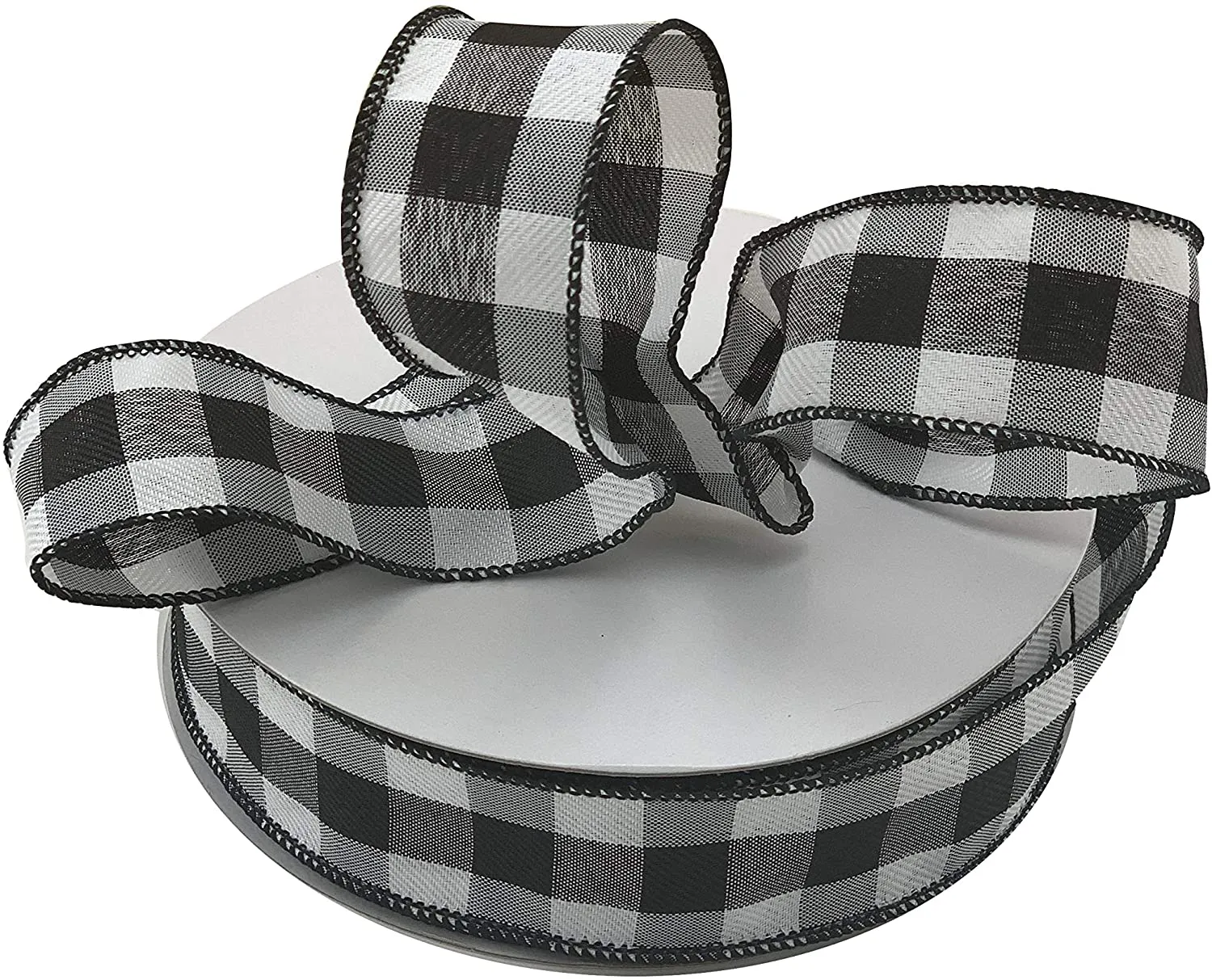 Buffalo Check Black White Ribbon - 1 1/2" x 50 Yards