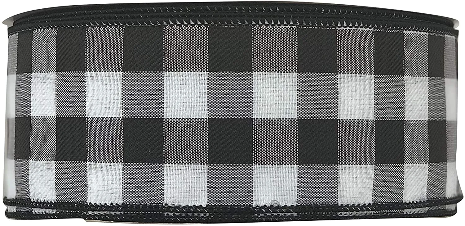 Buffalo Check Black White Ribbon - 2 1/2" x 50 Yards