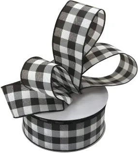 Buffalo Check Black White Ribbon - 2 1/2" x 50 Yards