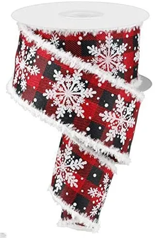 Buffalo Plaid Snowflake Wired Ribbon - 2 1/2" x 10 Yards