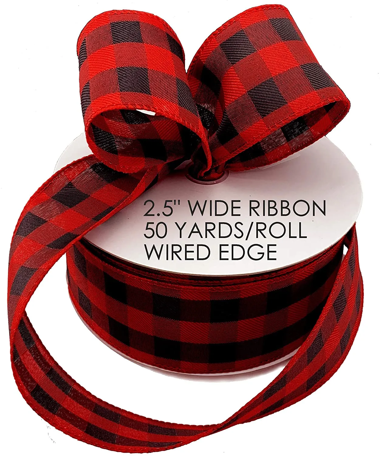 Buffalo Plaid Wired Ribbon Decoration - 2 1/2" x 50 Yards