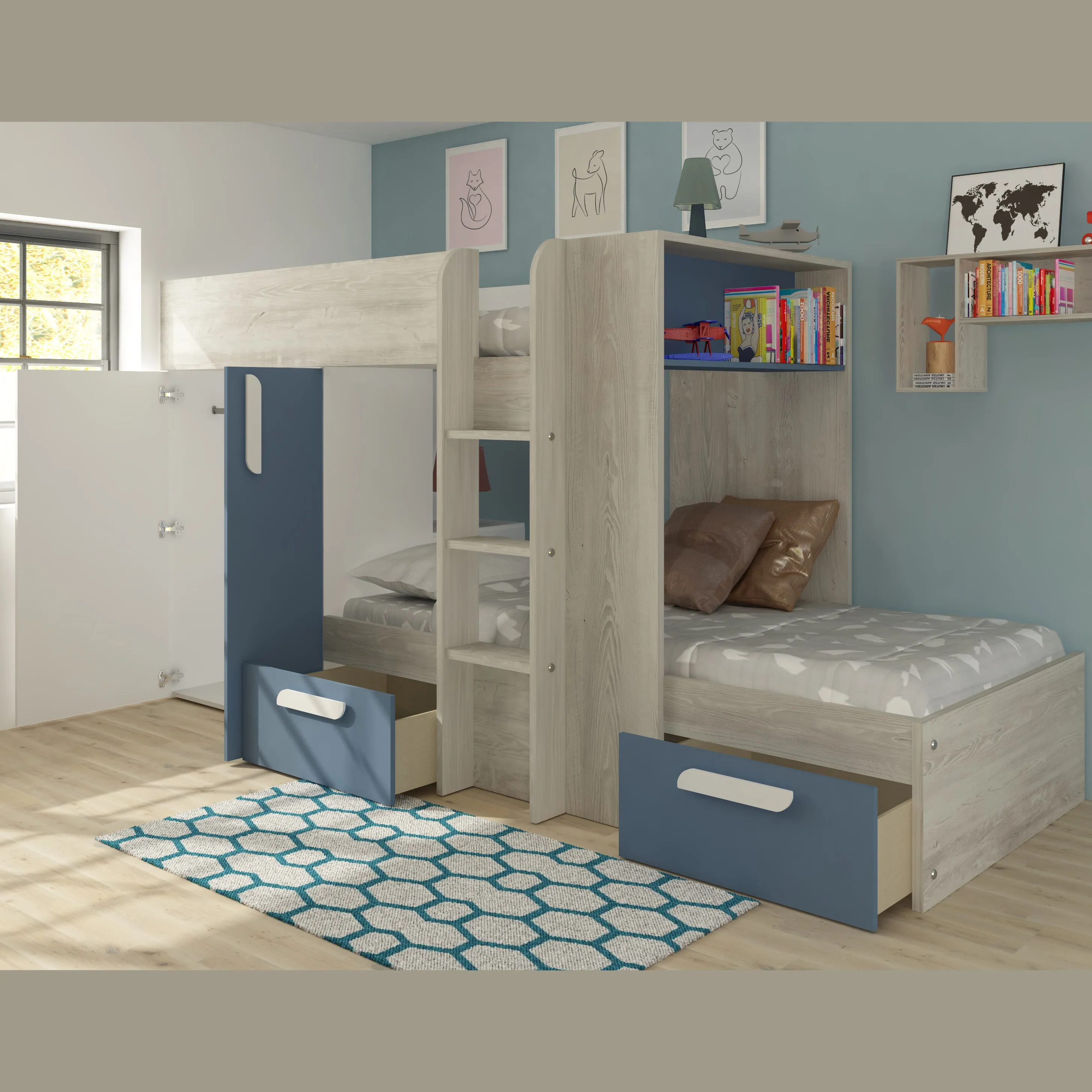 Bunk Bed with Wardrobe & Storage, Barca  Trasman