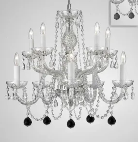 Chandelier Lighting Crystal Chandeliers H25" X W24" 10 Lights - Dressed w/ Jet Black Crystal Balls! Great for Dining Room, Foyer, Entry Way, Living Room, Bedroom, Kitchen! - G46-B95/CS/1122/5 5