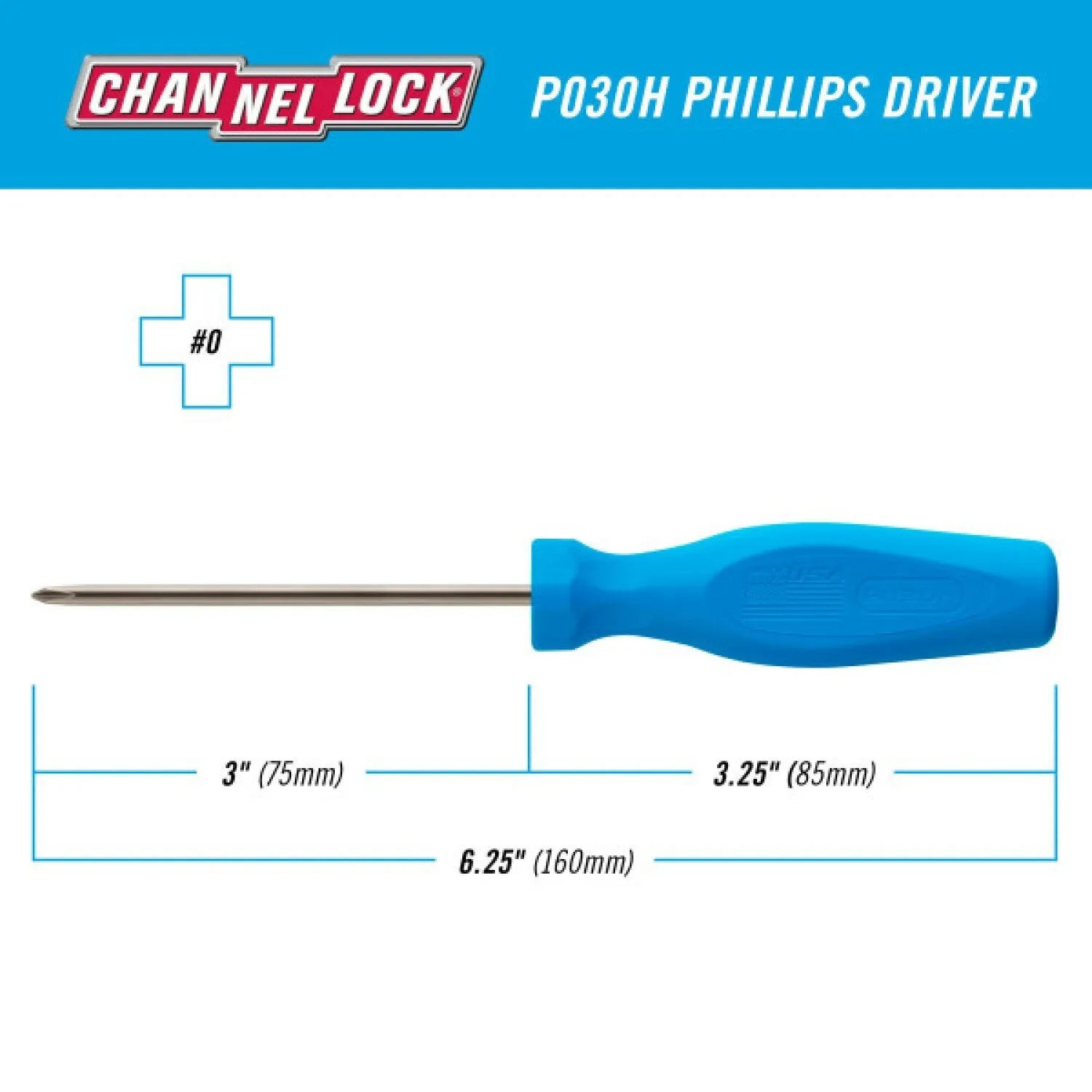 Channellock P030H PHILLIPS #0 x 3-Inch Professional Precision Screwdriver