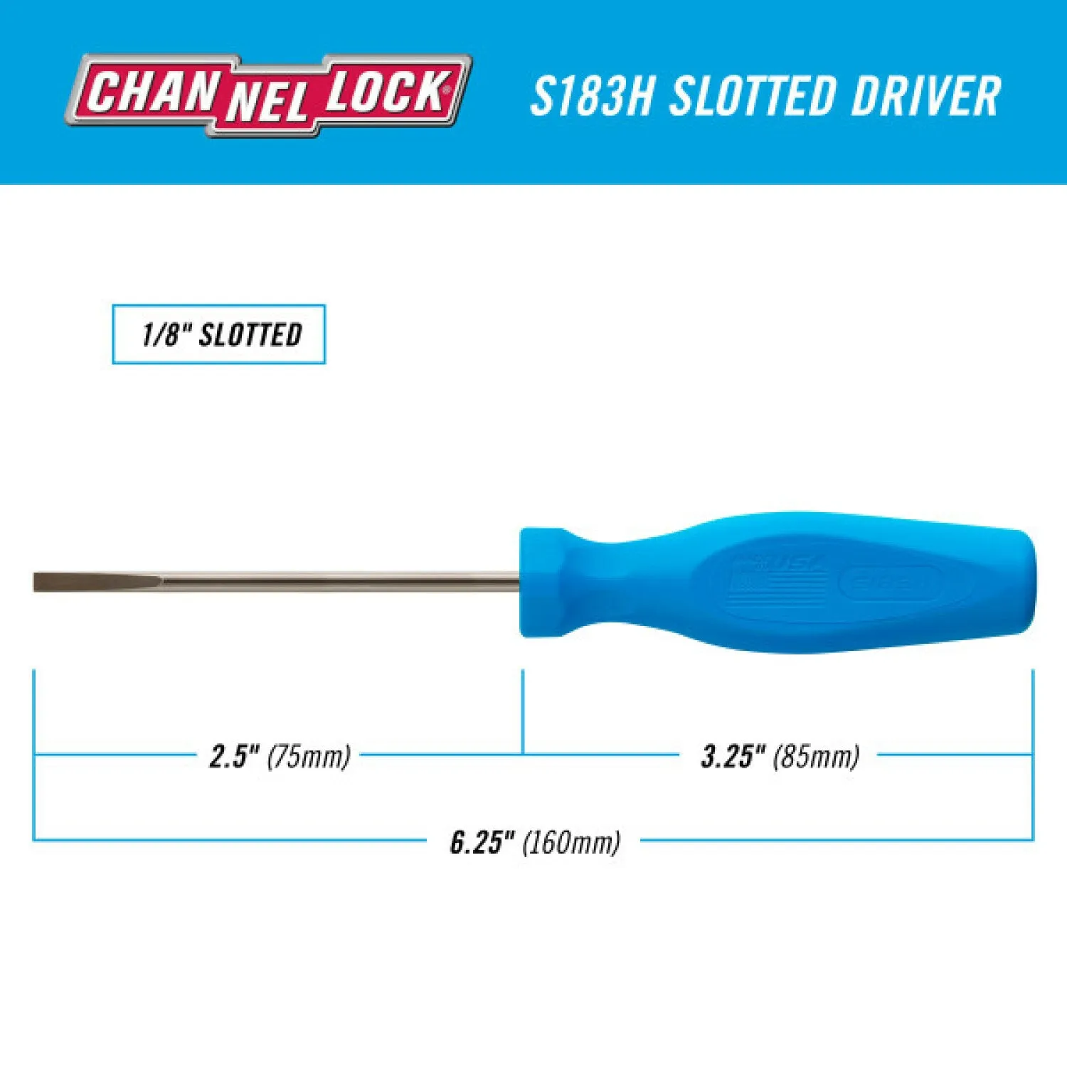 Channellock S183H Slotted 1/8 x 3-Inch Professional Screwdriver