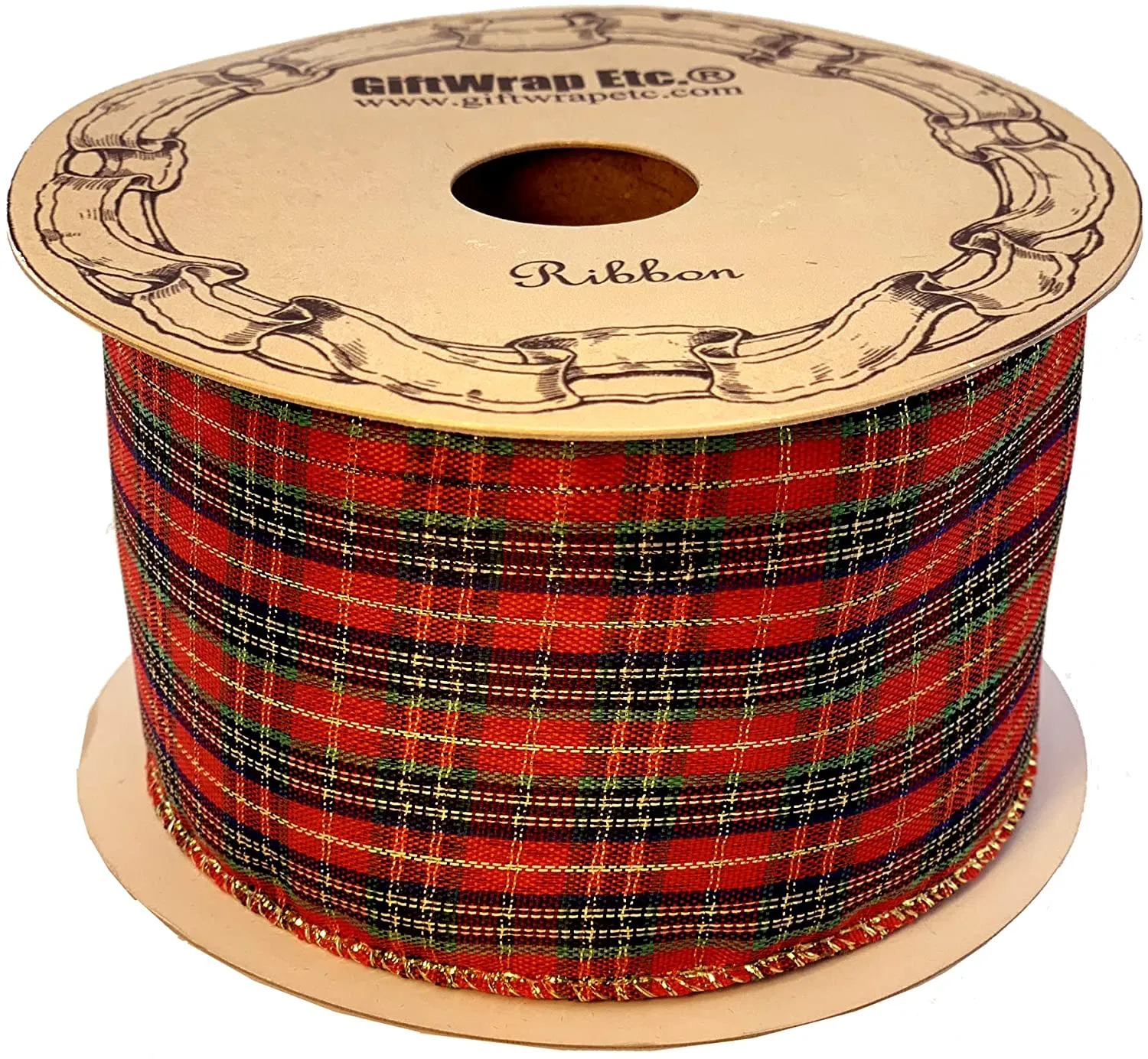 Christmas Tartan Wired Edge Ribbon - 2 1/2" x 10 Yards