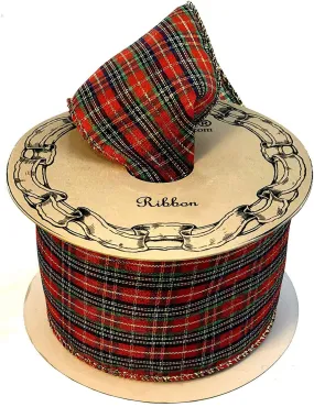 Christmas Tartan Wired Edge Ribbon - 2 1/2" x 10 Yards