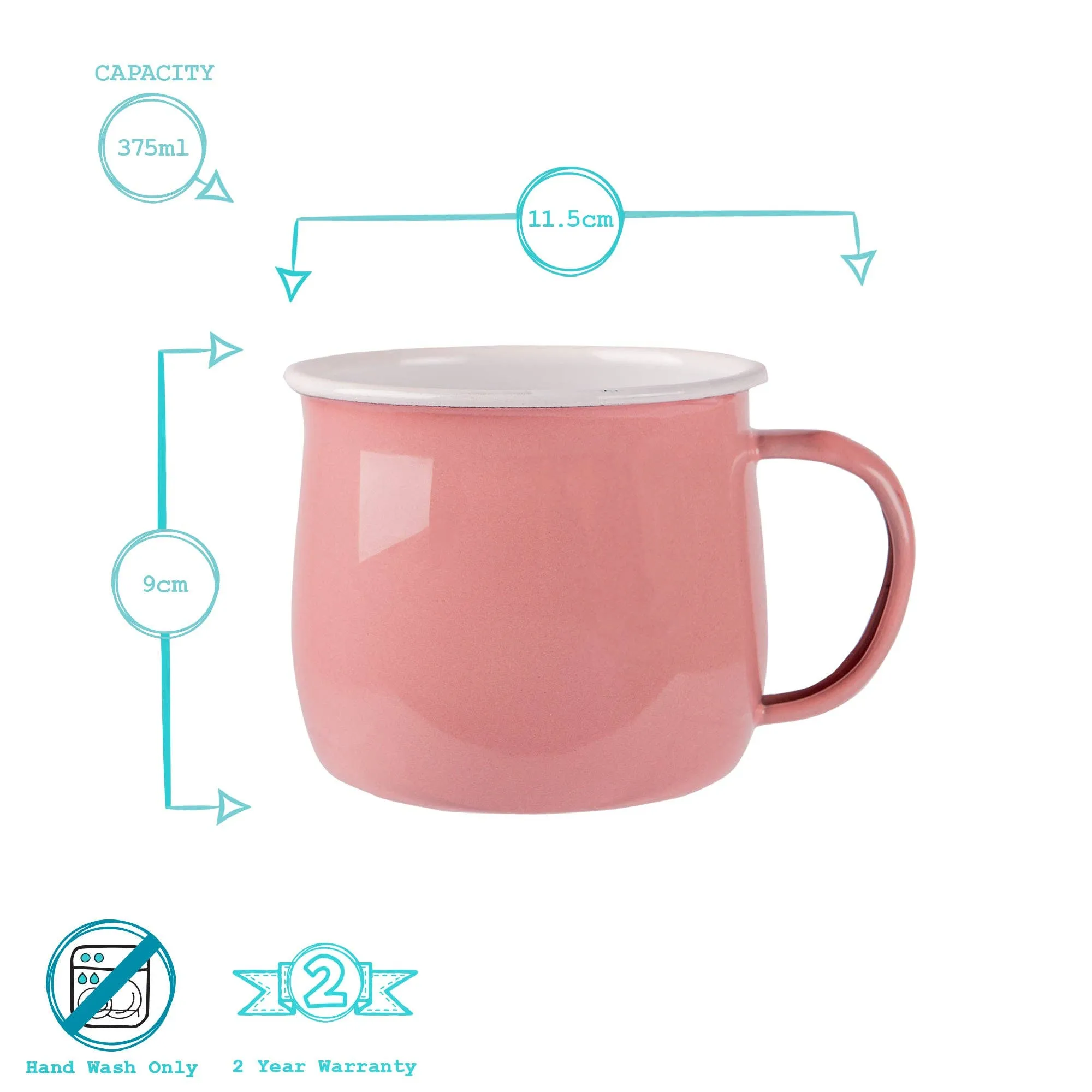 Coloured Enamel Belly Mug - Pink/White