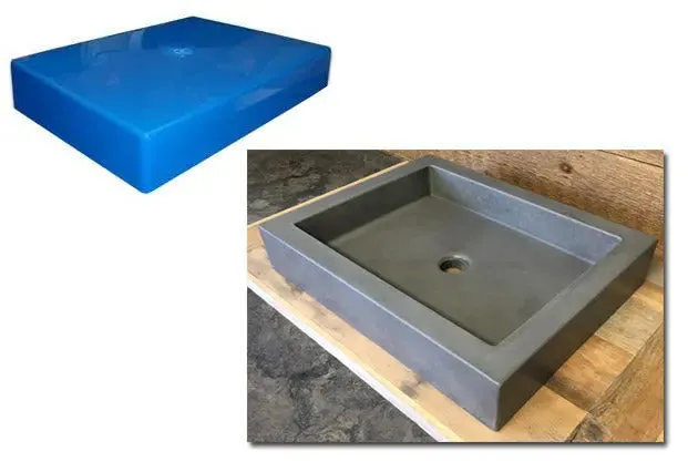 Concrete Sink Mold SDP-21-B Rectangle Shallow (16.25"x12.25"x3")