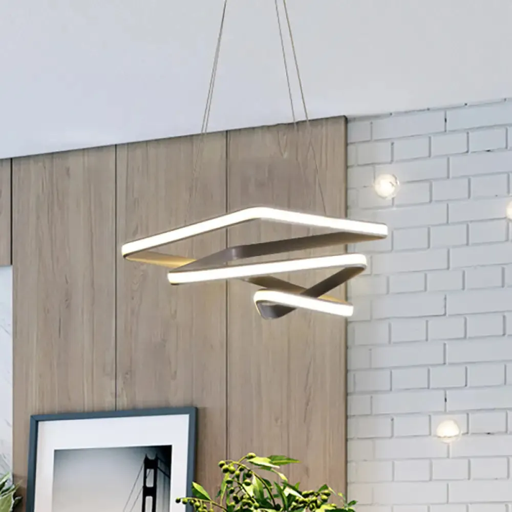 Contemporary Acrylic Spiral Pendant Chandelier - LED Grey Ceiling Lamp for Dining Room - White/Warm Light