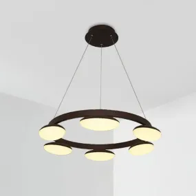 Contemporary Metal Coffee Pendant Chandelier | Circular Hanging Lamp Kit - 6/8 Heads | Ideal for Dining Room